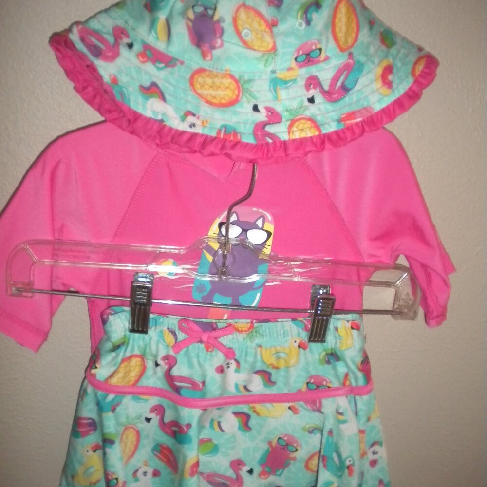 UV Skinz Girls Toddler Size 2T Pink 3 Piece Swimwear Set Swimsuit NWT - Picture 2 of 5